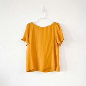 LOFT Golden Yellow Ruffle Sleeve Top